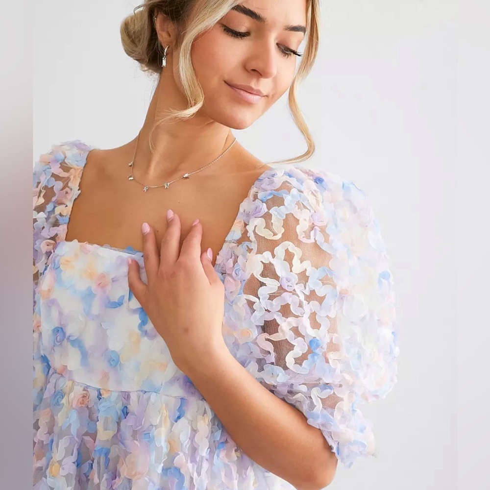 Storia 3D Floral Empire Mini Dress Size Small - Picture 4 of 13